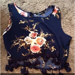 Navy Floral Crop Top
